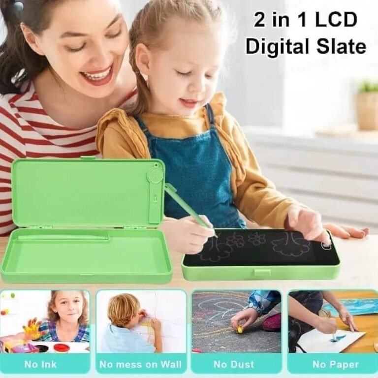 Led Drawing Pen Case. Kids Pencil Box with LCD Screen and Writing Pen with Erase Button