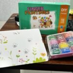 New DIY Kids Finger Painting Cards Set with 30pcs Cards and 12 Foamic colours