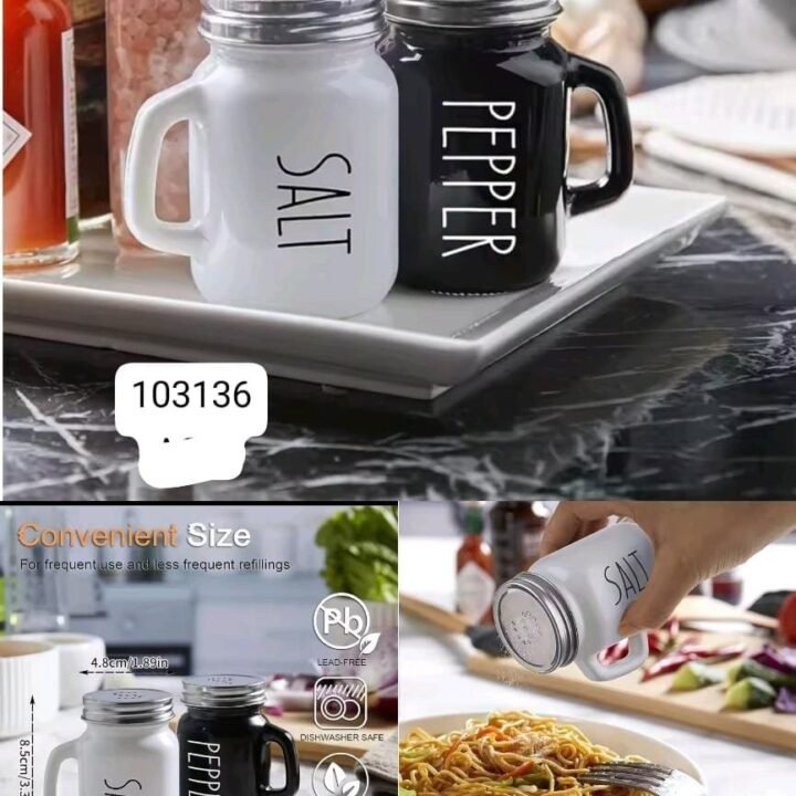Salt and pepper glass merterial  pair