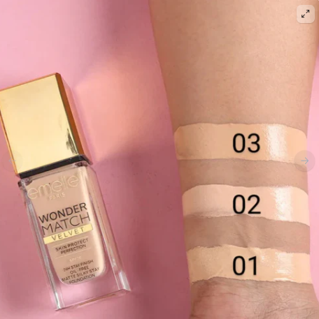 Emelie Wonder Match Velvet Skin Protect Perfection SPF20 24H Stay Finish Oil-Free Matte Silky Stay Foundation