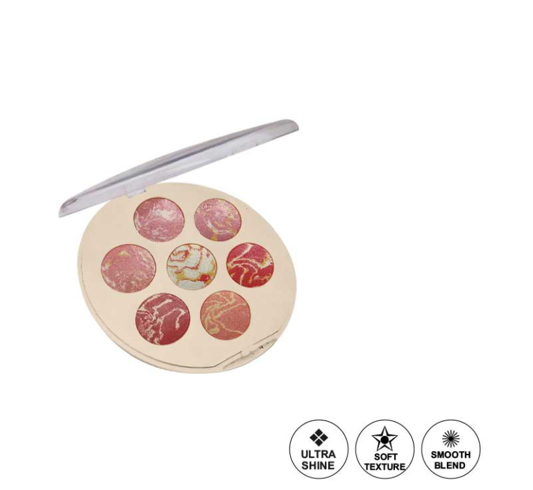 Glamorous Face Highlighter & Blusher Palette 7 Colors Glow & Flush in One