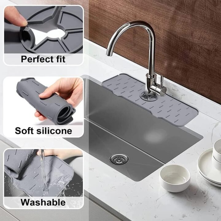 Silicone faucet mat kitchen sink splash pad drainage