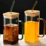 Square Glass Mug With Straw