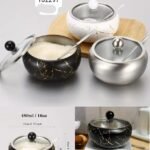 Sugar pot steel material glass lid