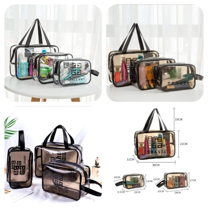 Transparent Travel Cosmetic Bag  ( 3pcs set)
