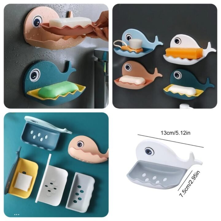 Self-Adhesive Whale Soap Dish  (Random Colours) - Best Quality