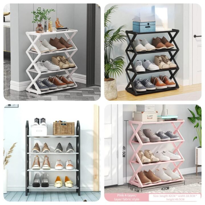 4Layer X-Shaped Shoe Rack  (Box Packing) - Random Colours