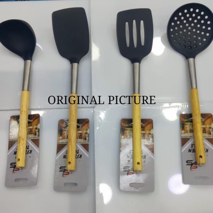 NON STICK HEATED KITCHEN COOKING UTENSILS WITH WOOD HANDLE : - each ( Four Models)