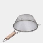 STAINLESS STEEL STIFF WIRE DEEP STRAINER WOOD HANDLE  18 cm
