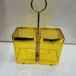 GOLDEN SPOON HOLDER (UTENSILS RACK TWO PARTITION: