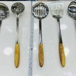 STAINLESS STEEL KITCHEN COOKING UTENSILS WITH WOODEN HANDLE 5- PCS SET  