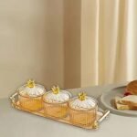1 Trag & 3 Acrylic Bowl Fruit Snack Serving Plate Nut and Candy Serving Tray for Holiday Fruit 3 Grid|Home & Garden | Kitchen Storage & Organization | 1 Set Dry Fruit Tray