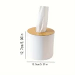 Round Tissue Box With Wooden Lid