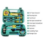 Tool Kit 9-Piece Handheld Tool Set with Hammer, Phillips Screwdrivers, Long-Nose Pliers, Tweezers, Tape Measure, and Tool Box  💫🌟✨☑️ (With Box)
