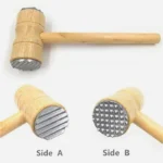 Bamboo Wooden Stainless Steel Meat Tenderizer With Teeth End