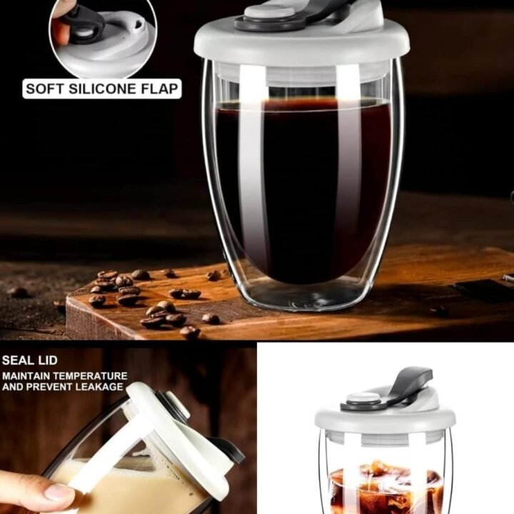 Double wale glass with lid   350ml 