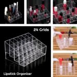 24 Grids Lipstick Display Stand Holder,  Lipstick Storage Box, Makeup Organizer,