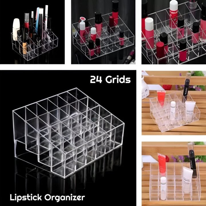24 Grids Lipstick Display Stand Holder,  Lipstick Storage Box, Makeup Organizer,