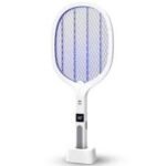 USB Rechargeable 2in1 LED Mosquito Killer Lamp 3500V Electric Flies Swatter Bug Zapper Racket