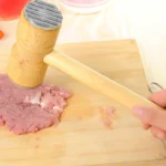 Bamboo Wooden Stainless Steel Meat Tenderizer With Teeth End