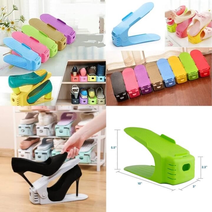 Shoe Organiser Slots - Adjustable Shoe Stacker Holder - Shoe Organizer Space Saver Rack Storage