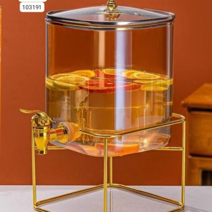 Water dispenser glass merterial iron stand 3.5litrel