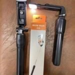 R1S Bluetooth Selfie Stick Tripod with Remote Control | 360° Foldable Selfie Rod for Phone & Action Camera with LED Light ✨  – 💫🌟 (With Box)