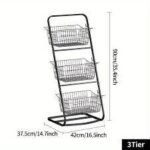 Metal Storage Basket – Versatile Organizer for Fruits, Vegetables, Spices  3 layers