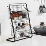 Metal Storage Basket – Versatile Organizer for Fruits, Vegetables, Spices  2 layers