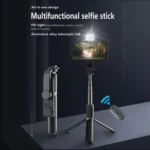 Selfies & Video Recording, 360 Degree Rotation Selfie Stick Tripod with Fill Light & Wireless Remote p