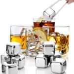 Stainless Steel Ice Cubes, Reusable Ice Cubes Set with Silicone Head Tongs and Ice Cube Trays – Pack of (8)