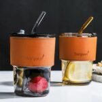 Drinking Glass Cup With Straw & Lid 400ML