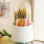 360 Degree Rotating Makeup Brush Holders Dustproof Cosmetic Brushes Storage Case Makeup Organizer with Lid