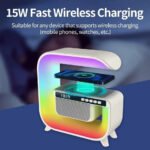Square G Lamp, Multifunctional Bluetooth Speaker Alarm Clock, 15W Wireless Mobile Phone Charging