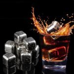 Stainless Steel Ice Cubes, Reusable Ice Cubes Set with Silicone Head Tongs and Ice Cube Trays – Pack of (8)