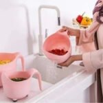 3 Pcs Rice Drain Bowl With Handle
