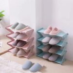 Plastic Shoe Rack 4-Shelf Organizer – Steel Rods & Fabric Layer