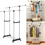 Double Pole Cloth Rail With Wheels