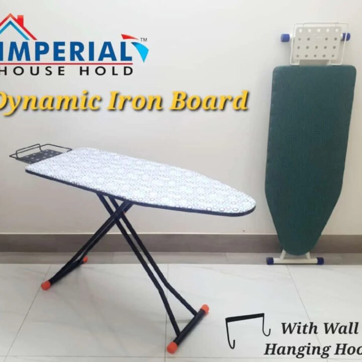 Foldable Deluxe Ironing Board with Big Steam Iron Station Holder