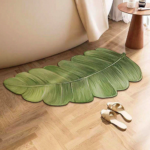 Brown Leaf Shaped Non Slip Floor Mat Soft Area Rug
