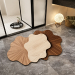 Wood Grain Cloud Shaped Non Slip Bath Mat Soft & Absorbent