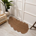 Brown Leaf Shaped Non Slip Floor Mat Soft Area Rug