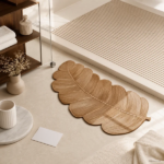 Brown Leaf Shaped Non Slip Floor Mat Soft Area Rug