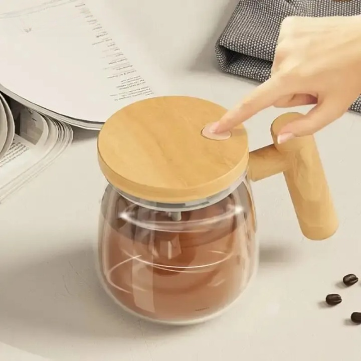 Auto Stirring Borosilicate Glass Cup